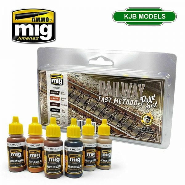 Ammo By Mig MIG7471 Railway Track Acrylic Paint Weathering Set N, OO